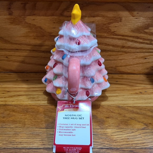 Pink Mr. Christmas Nostalgic Tree With Topper Lid Ceramic Mug - Picture 4 of 8